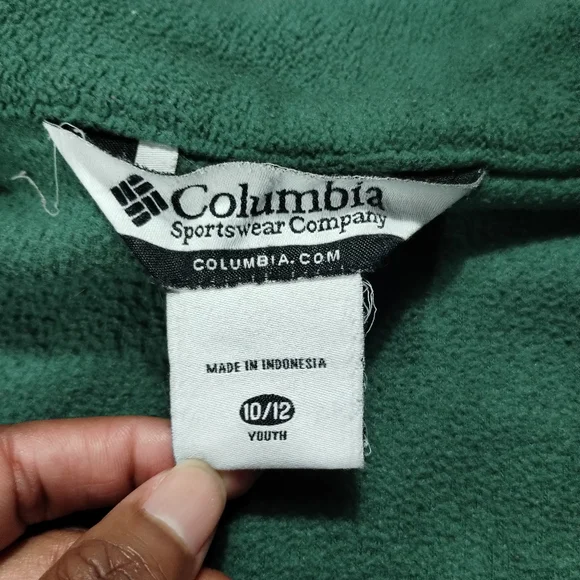 VTG Columbia 10/12 Youth 90s Oregon Ducks Football Fleece Jacket Green Full Zip - Picture 5 of 15